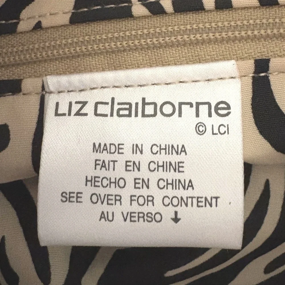 Liz Claiborne Ivory Crochet Floral Purse Zebra Print Lining HBRU0463 NEW‎